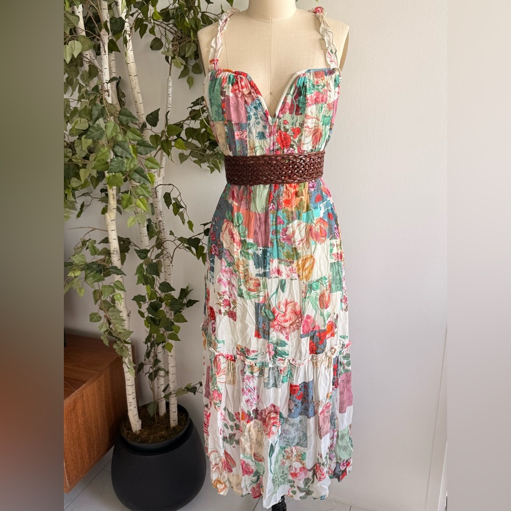 Floral Spring-Print Spaghetti Strap Flowy Midi-Maxi Dress by Anthropologie